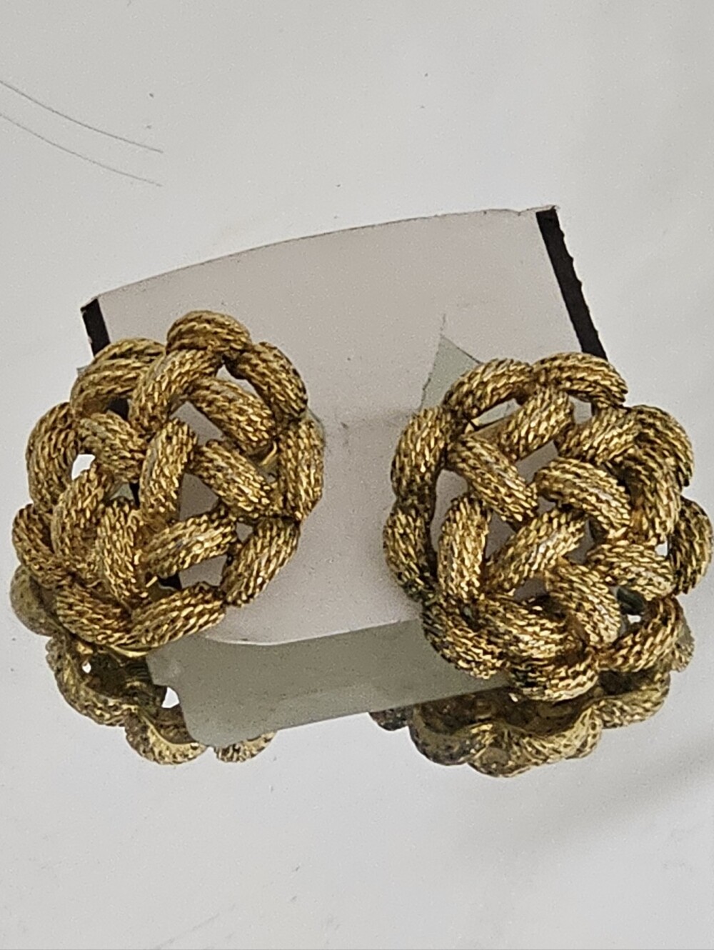 Vintage Monet Gold-Tone Braided Knot Clip-On Earrings